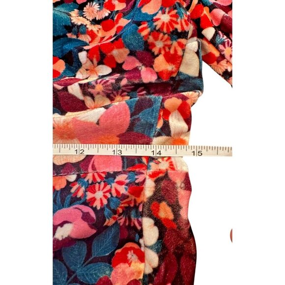 BCBGeneration Retro Floral Velvet Long Sleeve Ruffle Mini Dress Size 8 - Picture 4 of 9